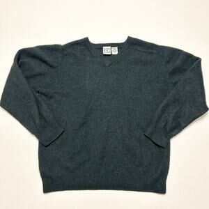 VTG Field Gear Men’s Green Cashmere Sweater Size Medium V-neck Pullover